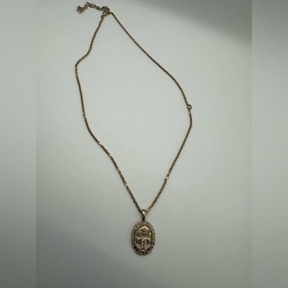 Chanel champagne gold crown and logo with crystal necklace - Picture 3 of 8